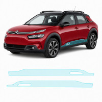Антигравийная защитная бронепленка по лекалам для Citroen C4 Cactus I facelift 2018-2020 - нижняя зона кузова пороги