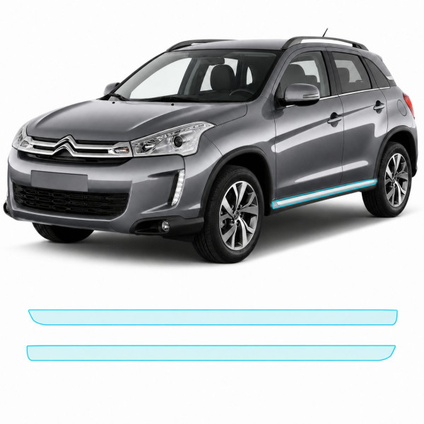 Антигравийная защитная бронепленка по лекалам для Citroen C4 Aircross I 2012-2017 - нижняя зона кузова пороги