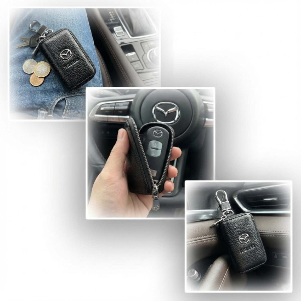 Ключница автомобильная для ключей с логотипом Mazda (Тисненая кожа)