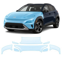 Антигравійна захисна бронеплівка за лекалами для Hyundai Kona OS facelift 2021-2023 - передня частина авто (капот бампер крила))
