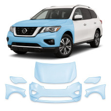 Антигравійна захисна бронеплівка за лекалами для Nissan Pathfinder R52 facelift 2017-2020 - передня частина авто (капот бампер крила))