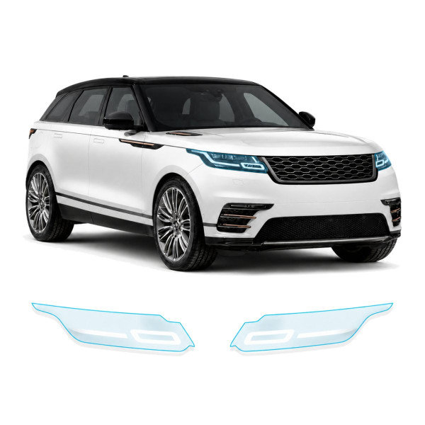 Антигравийная защитная бронепленка по лекалам для Land Rover Range Rover Velar L560 2017-2020 - оптика (фары и ПТФ)