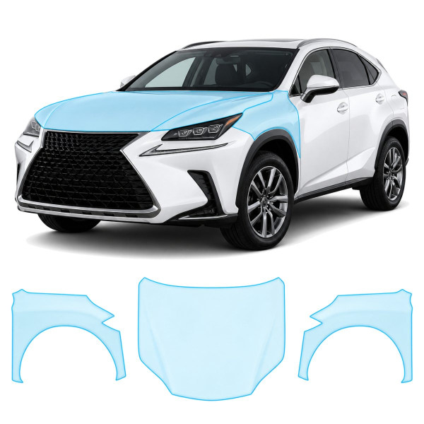 Антигравійна захисна бронеплівка за лекалами для Lexus NX AZ10 facelift 2018-2021 - капот і передні крила