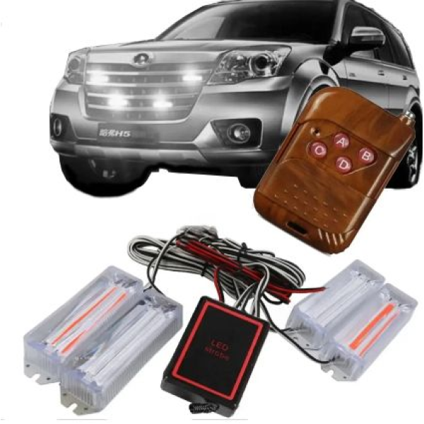 Страбоскоп Светодиодный 12-24V / LED 4 Шт / 12 Режимов / Белый (BS-1-4-12LED W)