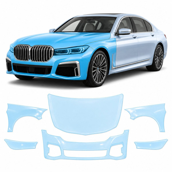 Антигравійна захисна бронеплівка за лекалами для BMW 7 Series G11/G12 facelift 2019-2022 - передня частина авто (капот бампер фари крила)
