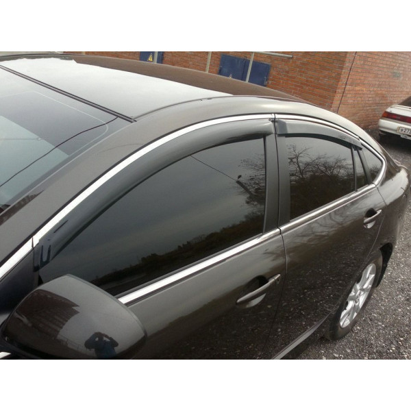 Дефлектори вікон вітровики для Mazda 6 2012- 4дв Sedan Хром молдинг