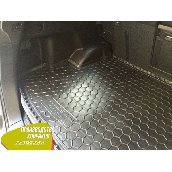 Автомобильный коврик в багажник Nissan X-Trail (T31) 2007- (с полкой) / Резиновый (Avto-Gumm)