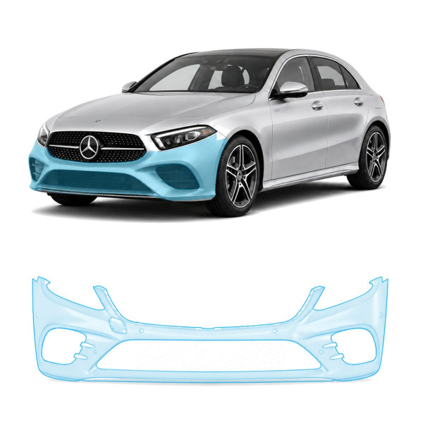 Антигравийная защитная бронепленка по лекалам для Mercedes-Benz C-Class W205 facelift 2018-2021 - передний бампер