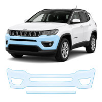 Антигравийная защитная бронепленка по лекалам для Jeep Compass MP 2017-2020 - передний бампер