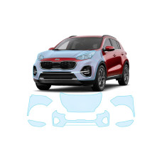 Антигравійна захисна бронеплівка за лекалами для Kia Sportage QL facelift 2018-2021 - передня частина авто (капот бампер крила))
