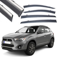 Дефлектори вікон вітровики Benke для Mitsubishi ASX 2010- Хром Молдинг Нержавіюча сталь 3D (BMTJX1323-W/S)