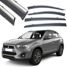 Дефлектори вікон вітровики Benke для Mitsubishi ASX 2010- Хром Молдинг Нержавіюча сталь 3D (BMTJX1323-W/S)