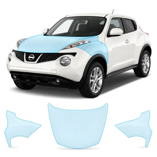 Антигравийная защитная бронепленка по лекалам для Nissan Juke F15 2010-2019 - капот и передние крылья