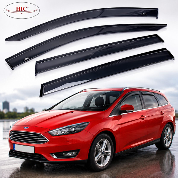 Дефлекторы окон ветровики HIC для Ford Focus III 2011-2018 Универсал (Fo88)