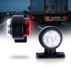 Габаритные огни LED для грузовиков Рожки 12/24V / прямой мини 8,5 см / Красный-Белый 2 шт (Л 050)
