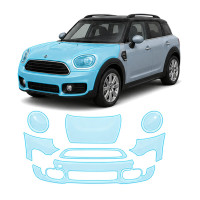 Антигравийная защитная бронепленка по лекалам для Mini Countryman F60 2017-2020 - передняя часть авто (капот бампер фары крылья)