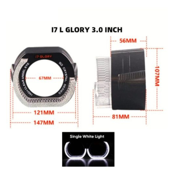 LED Маска Ангельские глазки 3" D76 мм 12V 6000K Стиль BMW Белый Свет 2 шт (R7-L)
