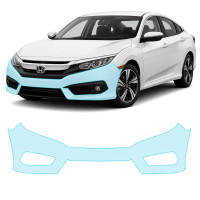 Антигравийная защитная бронепленка по лекалам для Honda Civic X 2015-2018 - передний бампер