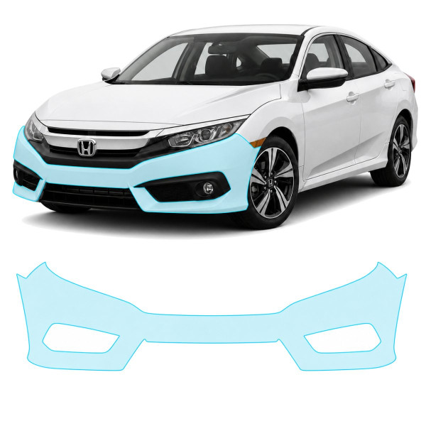 Антигравійна захисна бронеплівка за лекалами для Honda Civic X 2015-2018 - передній бампер