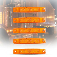 Габарит LED прямокутний 90х15 мм 12/24V 6 діодів Помаранчевий 5 шт (K 030)
