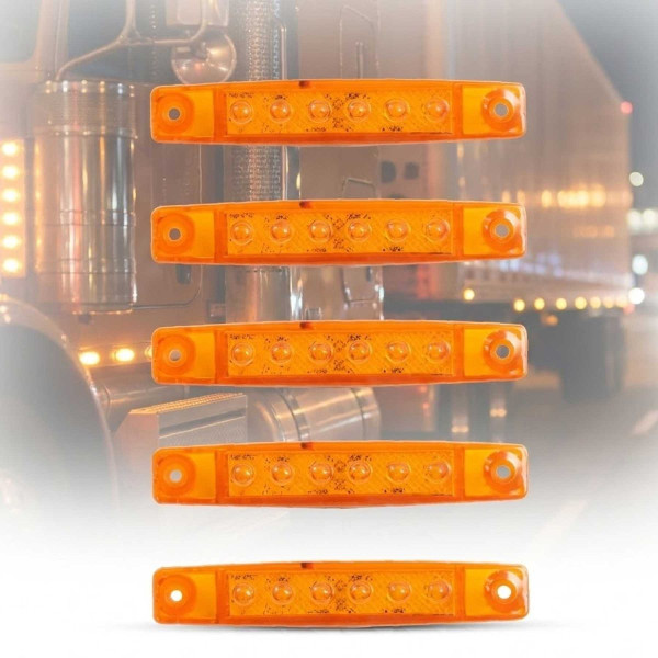 Габарит LED прямоугольный 90х15 мм 12/24V 6 диодов Оранжевый 5 шт (K 030)