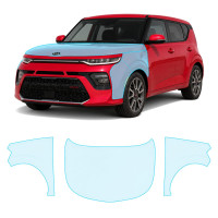 Антигравийная защитная бронепленка по лекалам для Kia Soul SK3 2019-2025 - капот и передние крылья