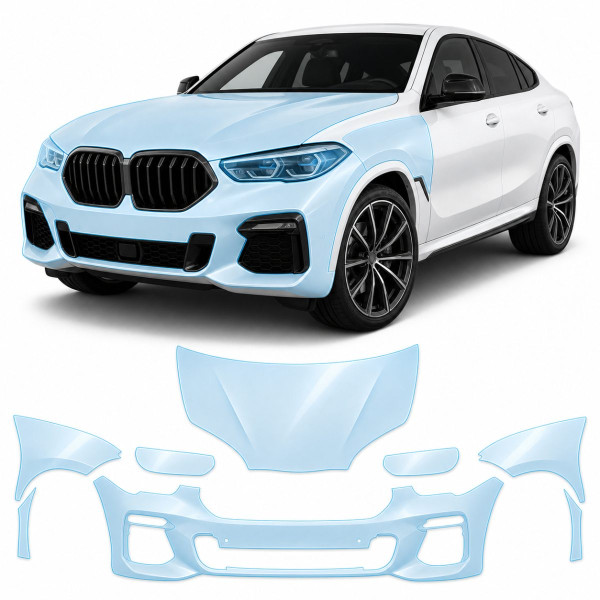 Антигравійна захисна бронеплівка за лекалами для BMW X6 G06 2019-2023 - передня частина авто (капот бампер фари крила)