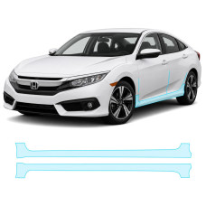 Антигравийная защитная бронепленка по лекалам для Honda Civic X 2015-2018 - нижняя зона кузова пороги