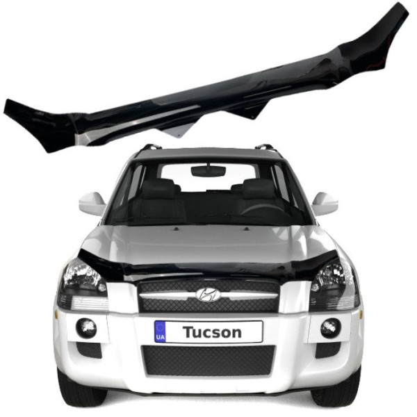 Дефлектор капота мухобойка HIC для Hyundai Tucson 2004-2012 Оригинал (FH-HY12)