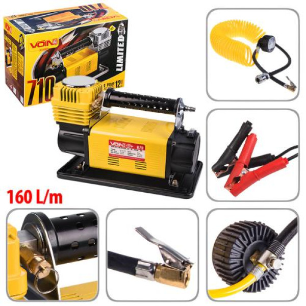 Автомобільний компресор VOIN OFF ROAD MASTER 150psi 45A 160л клеми (VL-710)