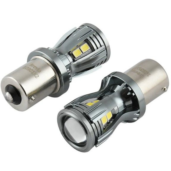 LED автолампа Brevia PowerPro 12/24V W21/5W 14x2835SMD 350Lm 6000K CANbus BAY 15d 2 шт (10303X2)