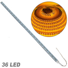 Лента диодная алюминий 12V - 50 см - 2А 36LED - в силиконе эффект сплошной ленты Желтый свет (5630)