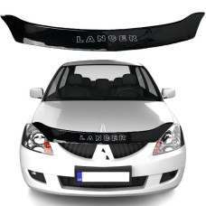 Дефлектор капоту мухобійка Mitsubishi Lancer IХ 2003-2007 (Коротка) Кріплення Пластини Voron Glass