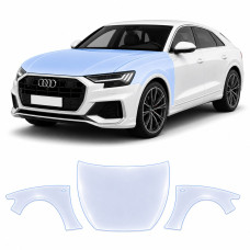 Антигравийная защитная бронепленка по лекалам для Audi Q8 4M 2018-2023 - капот и передние крылья