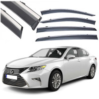 Дефлекторы окон ветровики Benke для Lexus ES 2018- Молдинг Нержавейка 3D (BLXES1823-W/S)