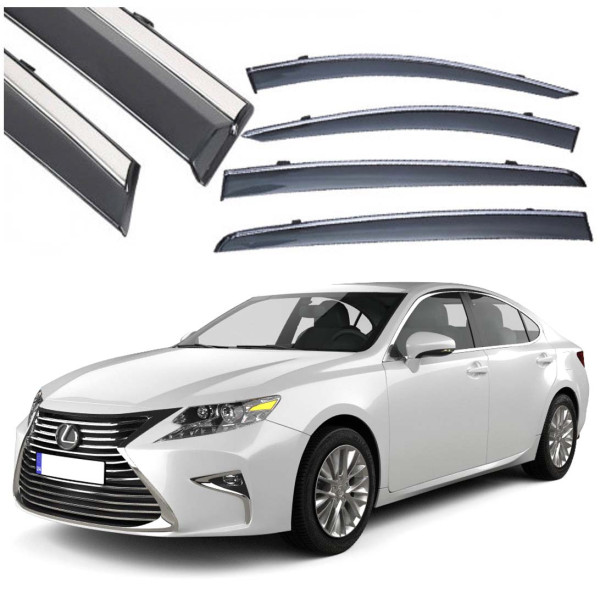 Дефлекторы окон ветровики Benke для Lexus ES 2018- Молдинг Нержавейка 3D (BLXES1823-W/S)