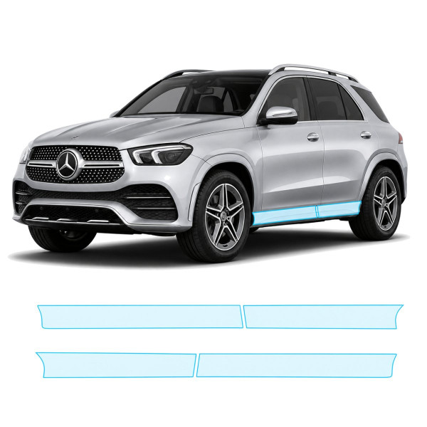 Антигравийная защитная бронепленка по лекалам для Mercedes-Benz GLE W167 2019-2023 - нижняя зона кузова пороги