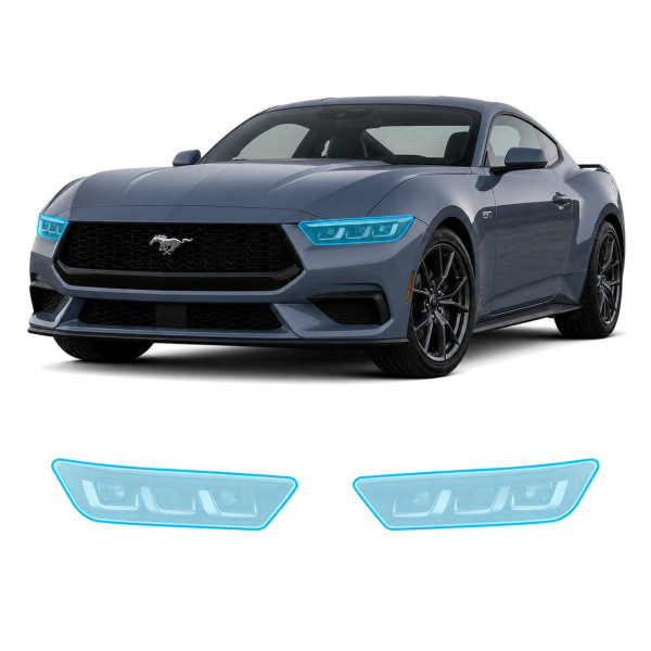 Антигравийная защитная бронепленка по лекалам для Ford Mustang S650 2024- оптика (фары и ПТФ)