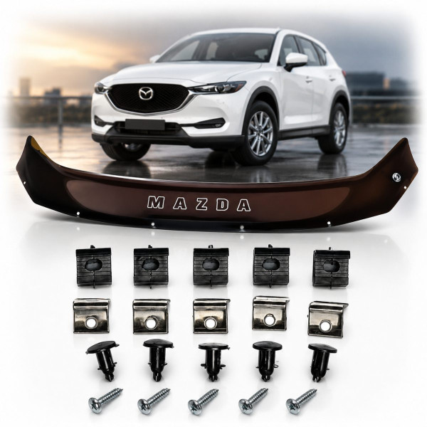 Дефлектор капота мухобойка Mazda CX-5 2017- Евро крепления Vip Tuning (MZD45)