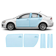 Антигравійна захисна бронеплівка за лекалами для Mitsubishi Lancer X facelift 2011-2017 - зони дверей і стійки вікон