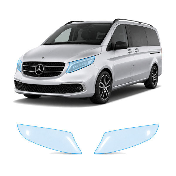 Антигравійна захисна бронеплівка за лекалами для Mercedes-Benz Vito/V-Class W447 facelift 2019- оптика (фари та ПТФ)
