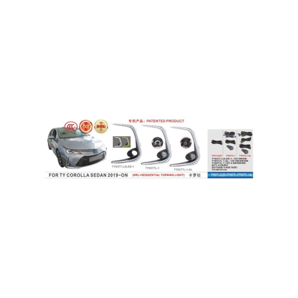 LED Протитуманні фари для Toyota Corolla 2017- H8 12V 35W DRL-6W/6W FOG+DRL+TURN з проводкою Комплект (TY-9377L-1 3в1)