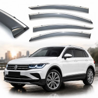 Дефлектори вікон вітровики Benke для Volkswagen Tiguan 2017- Europe (Хром Молдинг Нержавіюча сталь 3D) BVWTG1723-W/S