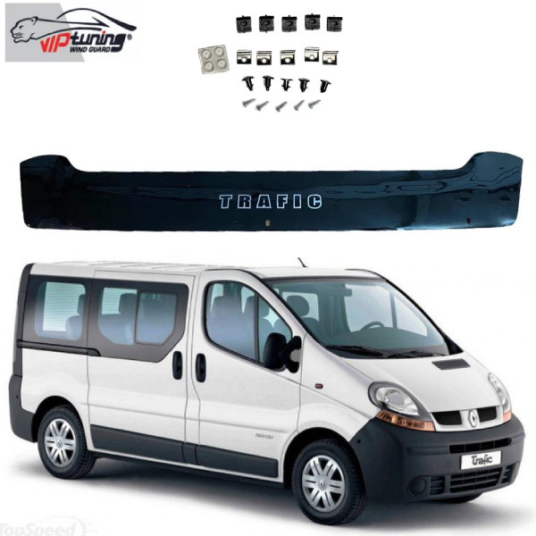 Дефлектор капоту мухобійка для Renault Trafic 2001-2014 Короткий Євро Кріплення (Vip Tuning) RL55