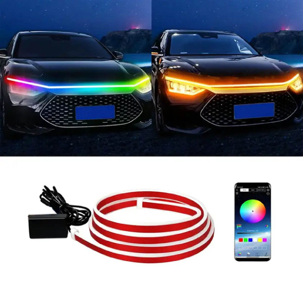 Підсвічування Капота Гнучка 12V LED Динамічна RGB 150 см (Бічне свічення)
