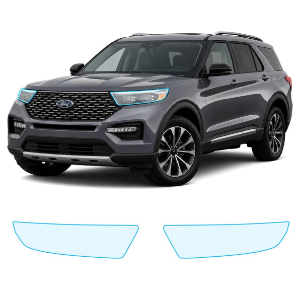Антигравійна захисна бронеплівка за лекалами для Ford Explorer (US) VI 2020-2023 - оптика (фари та ПТФ)