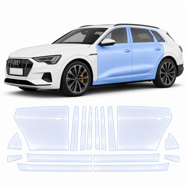 Антигравийная защитная бронепленка по лекалам для Audi e-tron GT J1 2021- зоны дверей и стойки окон