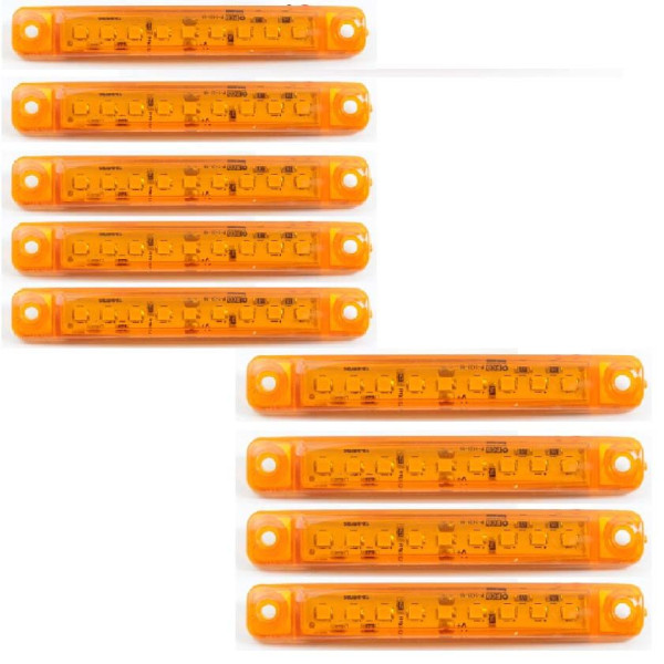 Габарит LED прямоугольный 100х15 мм 12/24V 9 диодов Оранжевый 10 шт (EMR 53S)