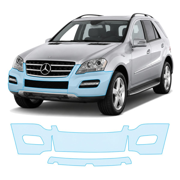 Антигравийная защитная бронепленка по лекалам для Mercedes-Benz M-Class W164 facelift 2008-2011 - передний бампер