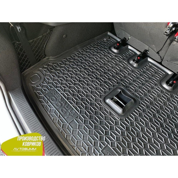 Автомобильный коврик в багажник Renault Lodgy 2019,5- раздел. 3-й ряд / Резиновый (Avto-Gumm)